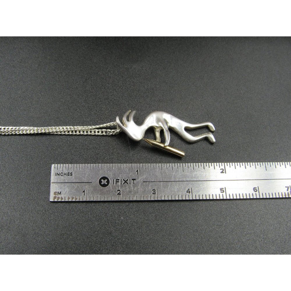 16" Sterling Silver Kokopelli Idol Pendant Necklace Vintage Minimalist Everyday - Picture 6 of 7